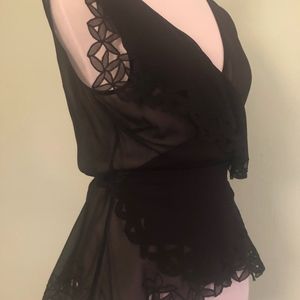 BCBG Black Silk Wrap Blouse